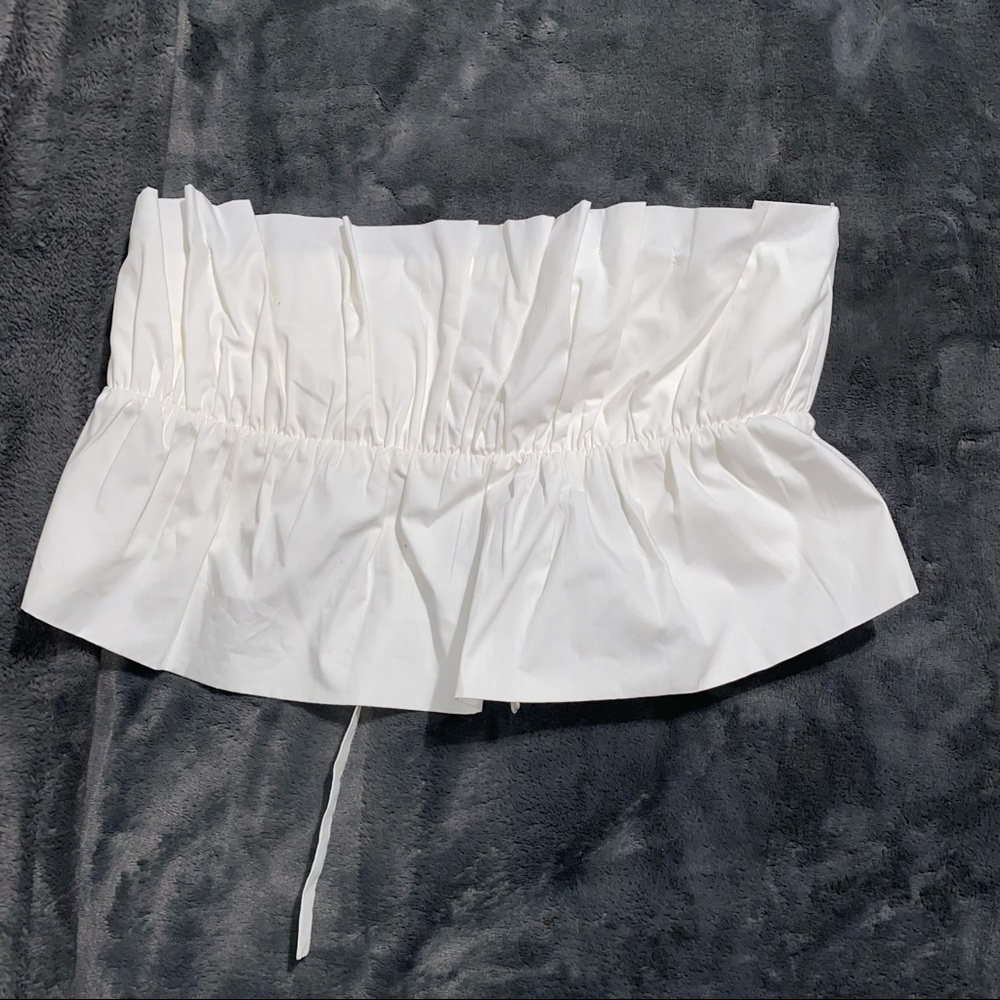 Size Medium Strapless Ruffle Crop Top